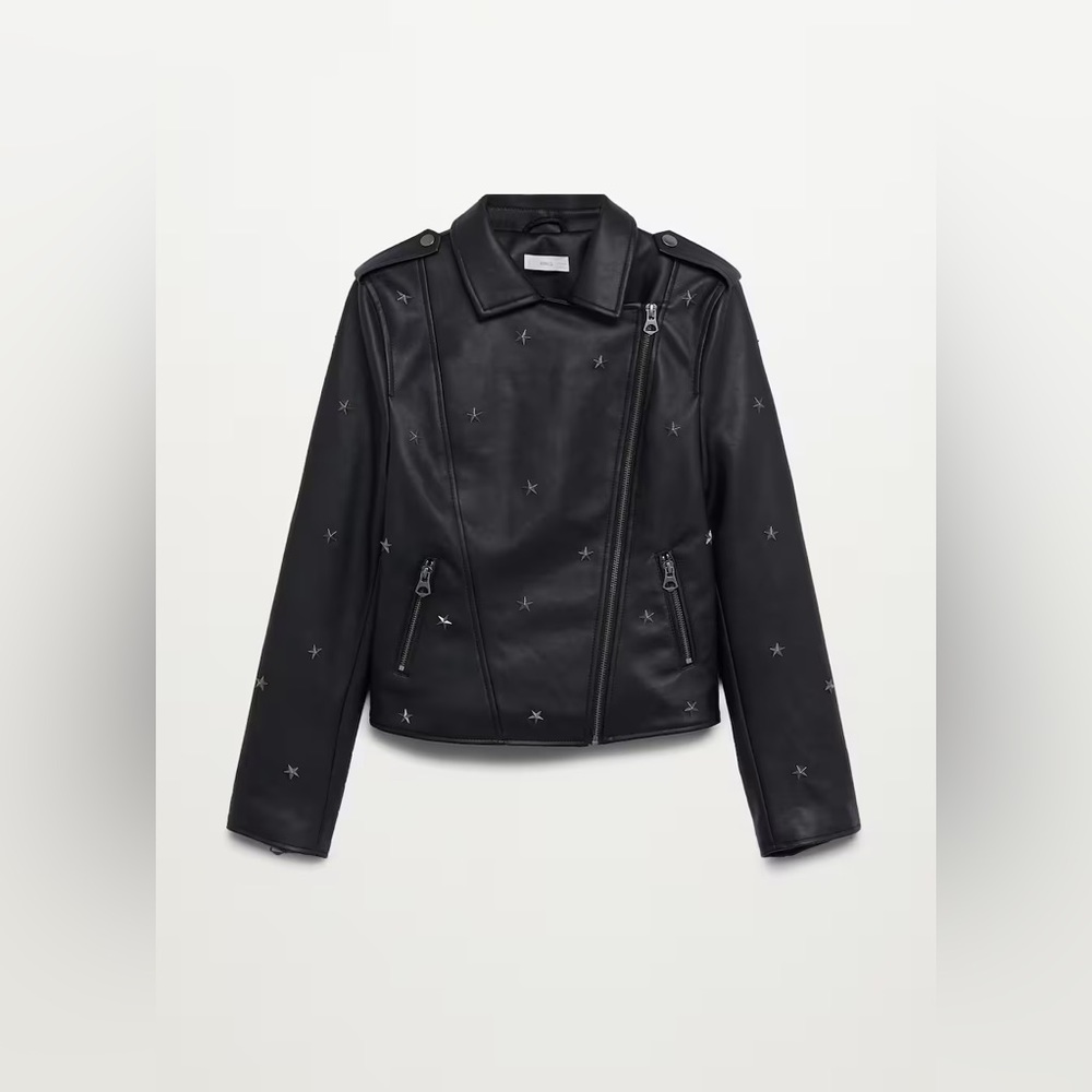 Mango studded leather jacket